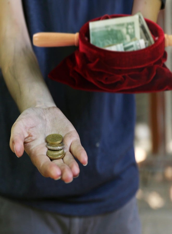 Tioncy مجموعة من حقيبتين لجمع العشور للكنائس بمقابض خشبية، حقيبة جمع تبرعات للكنائس بمقابض، لوازم التناول (أحمر، 15.75 × 7.87 بوصة) - Image 4